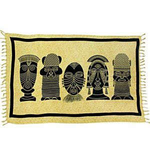 Tribal Mask Sarong with Fringe